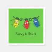 キャットクリスマスライトおもしろいミョイとブライト スタンダードカクテルナプキン (正面)