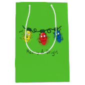 キャットクリスマスライトおもしろいミョイとブライト ミディアムペーパーバッグ (正面)