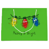 キャットクリスマスライトおもしろいミョイとブライト ラージペーパーバッグ (正面)