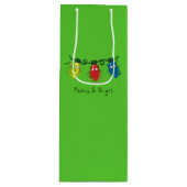 キャットクリスマスライトおもしろいミョイとブライト ワインギフトバッグ (正面)