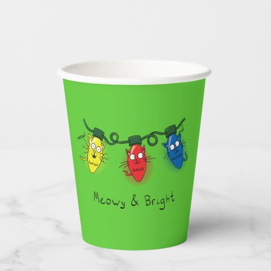 キャットクリスマスライトおもしろいミョイとブライト 紙コップ (正面)
