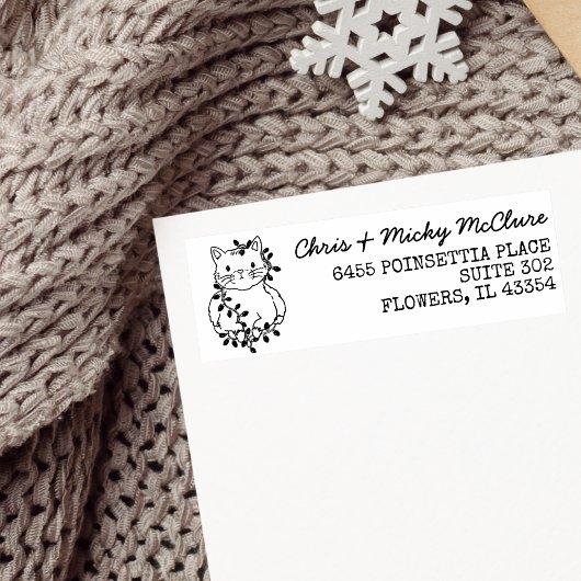 キャットクリスマスライト差出人住所ラベル ラベル