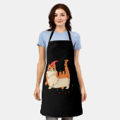 キャットクリスマスライト エプロン (着用した状態)