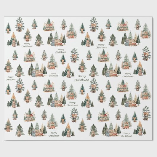 キャットクリスマスラッピング紙転が ラッピングペーパー (フラット)