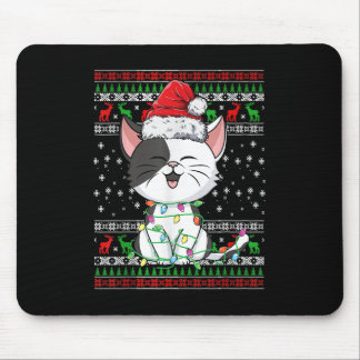 キャットクリスマス醜いクリスマスライトサンタハッおもしろいトGIF マウスパッド