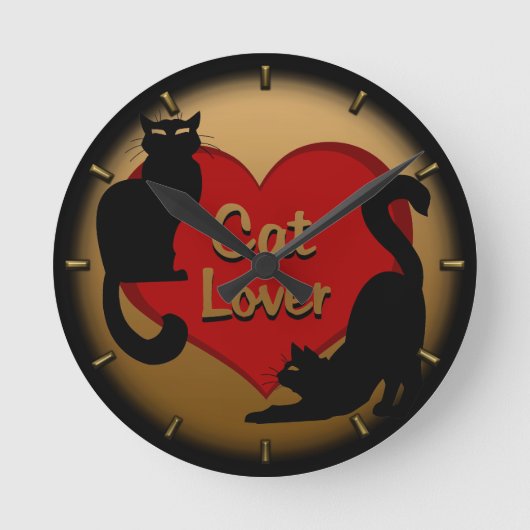 キャットクロックカウト猫好きウォールクロックキャットデコー ラウンド壁時計 (正面)