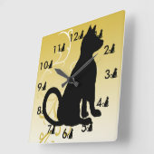 キャットクロックブラックキャッツ華美クリケットモダンダイアン スクエア壁時計 (傾斜)