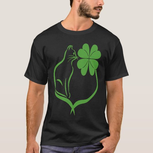 キャットクローバーシルエットSt patricks dayキット Tシャツ (正面)