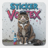 キャットクールアーバン通りアートシール – Sticker Vortex スクエアシール (正面)