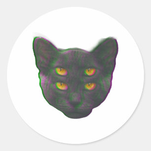 キャットグリッチVAPORWAVEドリー風変わりム子猫 ラウンドシール