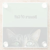 キャットグリーンガラスのコースターに注意 ガラスコースター (裏面)