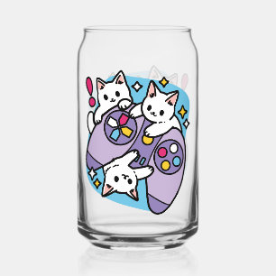 キャットゲーマーデザイン- Purr On Gamer Joystick Art ガラス缶