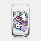 キャットゲーマーデザイン- Purr On Gamer Joystick Art ガラス缶 (裏面)