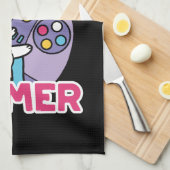 キャットゲーマーデザイン- Purr On Gamer Joystick Art キッチンタオル (四つ折り)