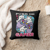 キャットゲーマーデザイン- Purr On Gamer Joystick Art クッション (ブランケット)