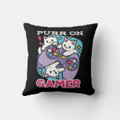 キャットゲーマーデザイン- Purr On Gamer Joystick Art クッション (裏面)