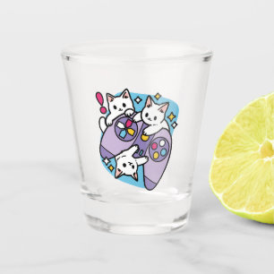 キャットゲーマーデザイン- Purr On Gamer Joystick Art ショットグラス