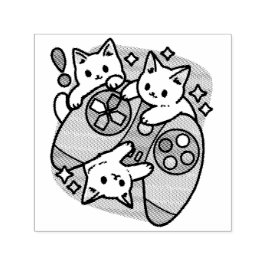キャットゲーマーデザイン- Purr On Gamer Joystick Art セルフインキングスタンプ