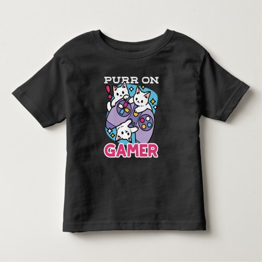 キャットゲーマーデザイン- Purr On Gamer Joystick Art トドラーTシャツ (正面)