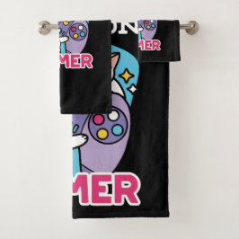 キャットゲーマーデザイン- Purr On Gamer Joystick Art バスタオルセット