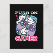 キャットゲーマーデザイン- Purr On Gamer Joystick Art ポストカード (正面)