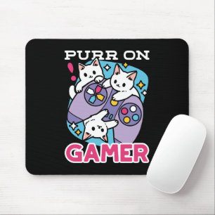 キャットゲーマーデザイン- Purr On Gamer Joystick Art マウスパッド
