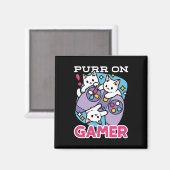 キャットゲーマーデザイン- Purr On Gamer Joystick Art マグネット (正面/裏面)