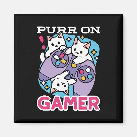キャットゲーマーデザイン- Purr On Gamer Joystick Art マグネット (正面)