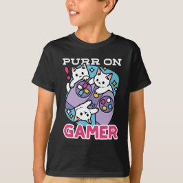 キャットゲーマーデザイン- Purr On Gamer Joystick Art Tシャツ