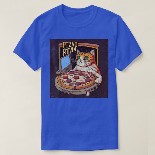キャットゲームピザ Tシャツ (デザイン正面)