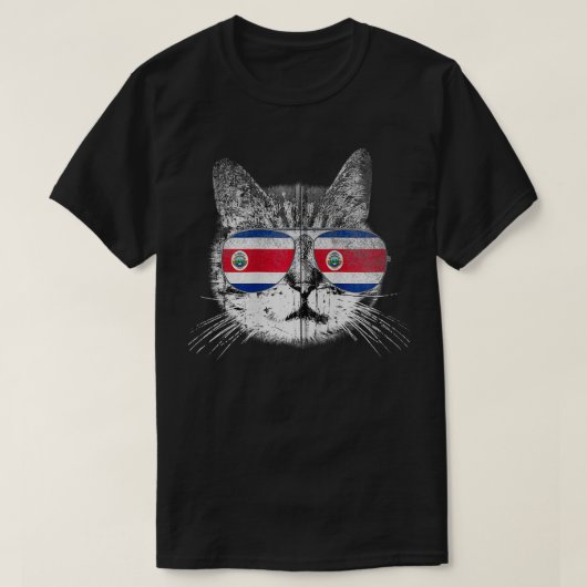 キャットコスタリカ国旗の国レトロメンズウィメンキッズ Tシャツ (デザイン正面)