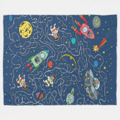 キャットコスモナウロケット フリースブランケット (正面(横))