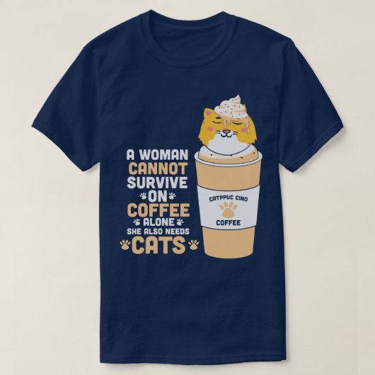 キャットコーヒおもしろいー Tシャツ (デザイン正面)