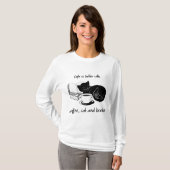 キャットコーヒーと本の方が生活に優しい Tシャツ (正面フル)