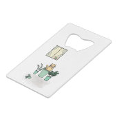 キャットコーヒーウィンドウ植物プランターグリーン クレジットカード栓抜き (正面アングル)