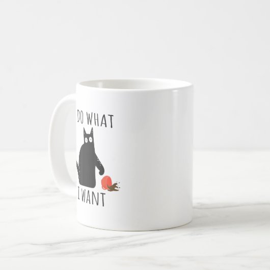 キャットコーヒー好きの黒猫おもしろいT- コーヒーマグカップ (正面左)