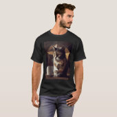 キャットコーヒー幾何学模様 Tシャツ (正面フル)