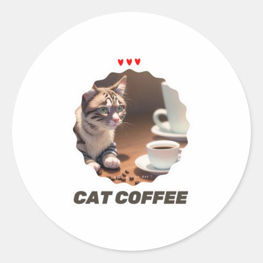 キャットコーヒー愛好家5 ラウンドシール (正面)