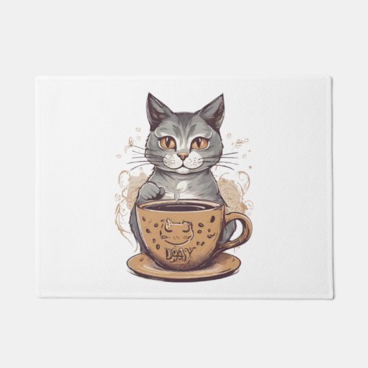 キャットコーヒー ドアマット (正面)