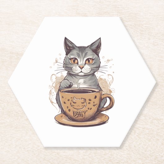 キャットコーヒー ペーパーコースター (正面)