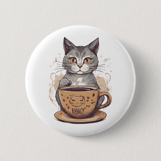 キャットコーヒー 缶バッジ (正面)