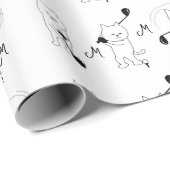 キャットゴルファーおもしろいかわいいモノグラム ラッピングペーパー (ロールコーナー)