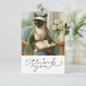 キャットゴルファーがコーヒーを飲む サンキューカード (スタンド正面)