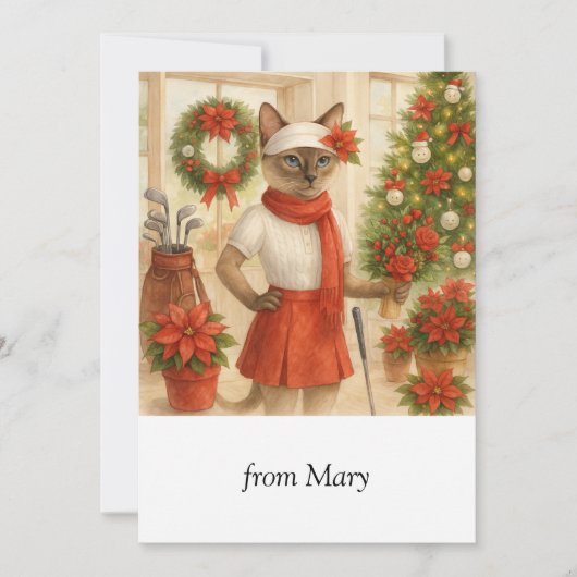 キャットゴルファーをテーマにしたゴルフクリスマステーマ シーズンカード (正面)