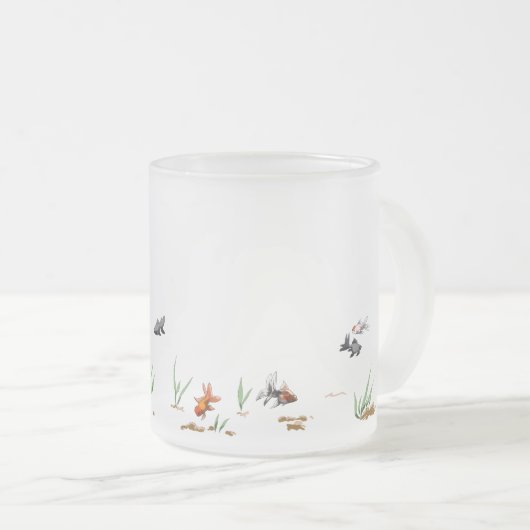 キャットゴーイング魚釣り半透明すり付きマグカップ フロストグラスマグカップ (正面右)