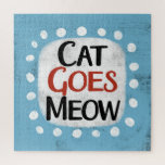 キャットゴーミョジグソーパズル ジグソーパズル<br><div class="desc">「Cat Goes Meow」は、白いテクスチャ文字デザインが施されたドットで囲まれた白いアクセントのお洒落おもしろい。</div>