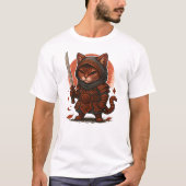 キャットサムライ戦士の子猫 Tシャツ (正面)