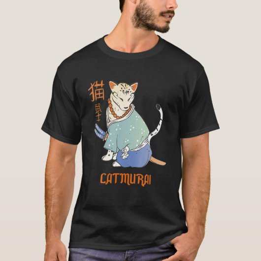 キャットサムライ日本のキャットムライK猫 Tシャツ (正面)