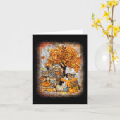 キャットサンクスギビングカボチャ秋ハロウィーン猫フェル カード (黄色い花)