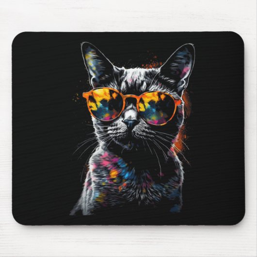 キャットサングラス – Pet Animal Art Cat マウスパッド (正面)
